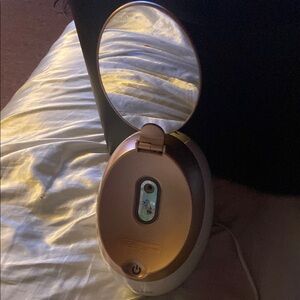 Gold/Tan and White Vanity Mirror with Light